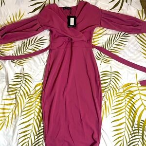 Rose colored dress , ties in the back.